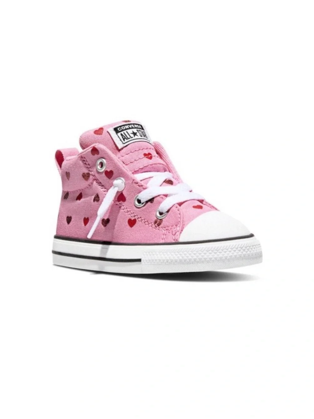 Converse Toddler Pink Heart Mid Top Sneakers, 6
